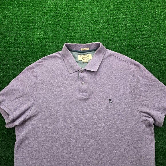 Original Penguin Polo Shirt Mens Large Purple Short Sleeve Classic Fit Preppy - Picture 2 of 7